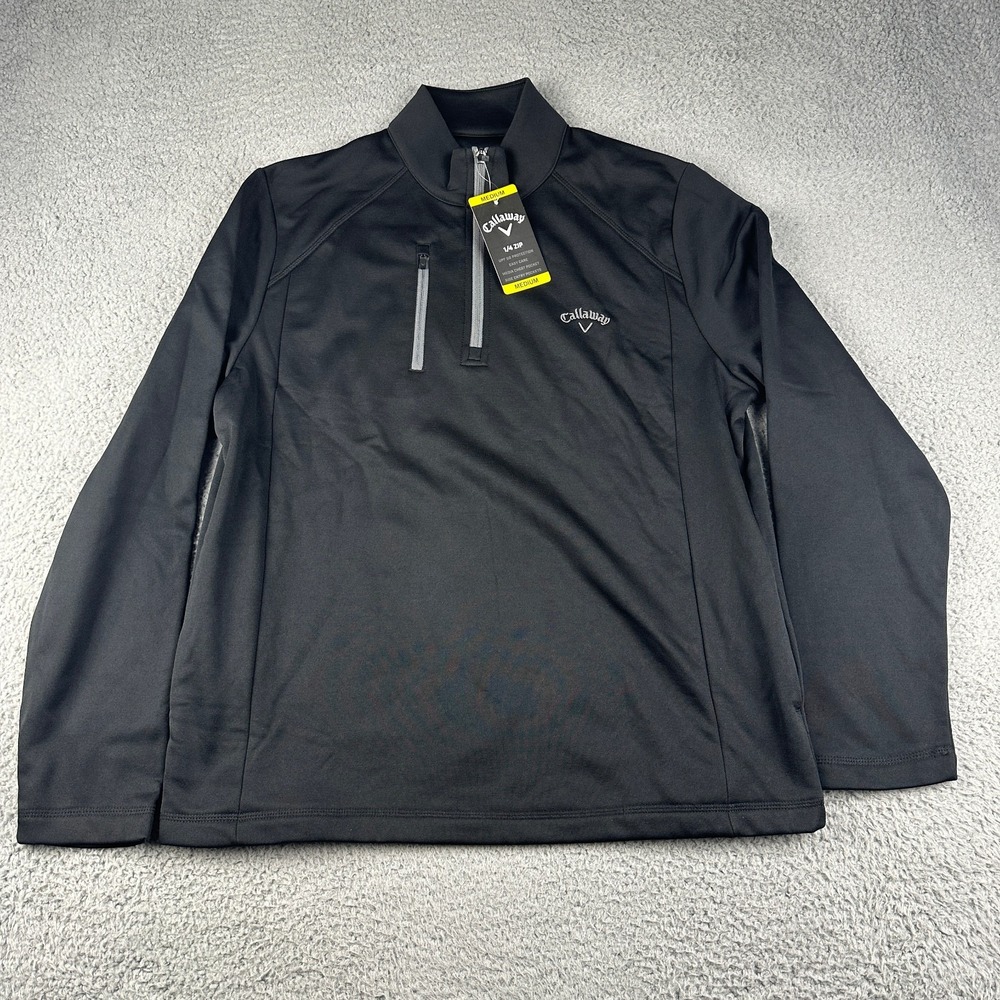 Callaway Golf Mens Medium Black 1/4 Zip Pullover Long Sleeve Sweater Pullover